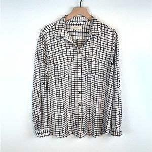 Loft Black and White Button Down Blouse